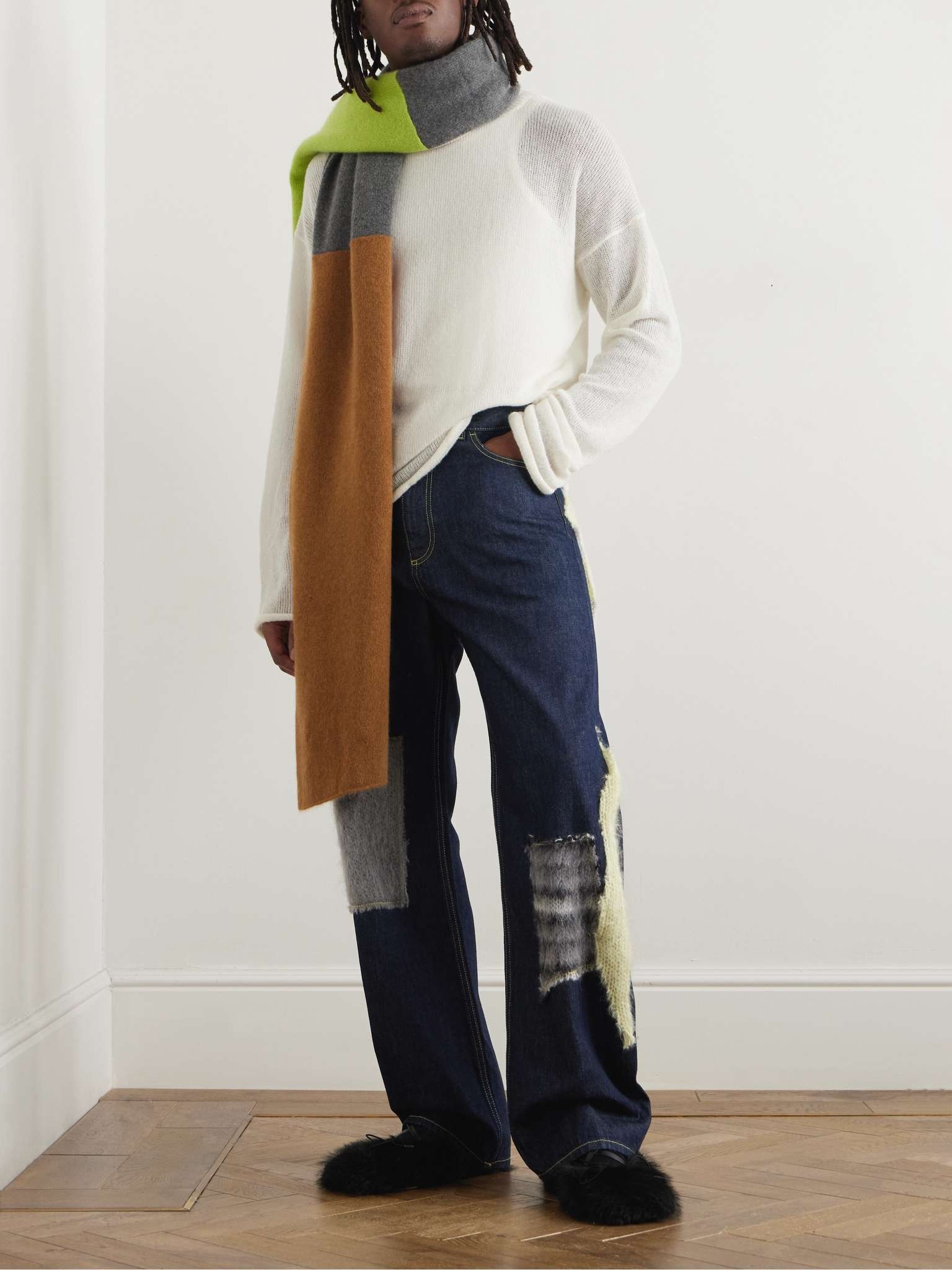 Straight-Leg Mohair-Blend Trimmed Jeans - 2