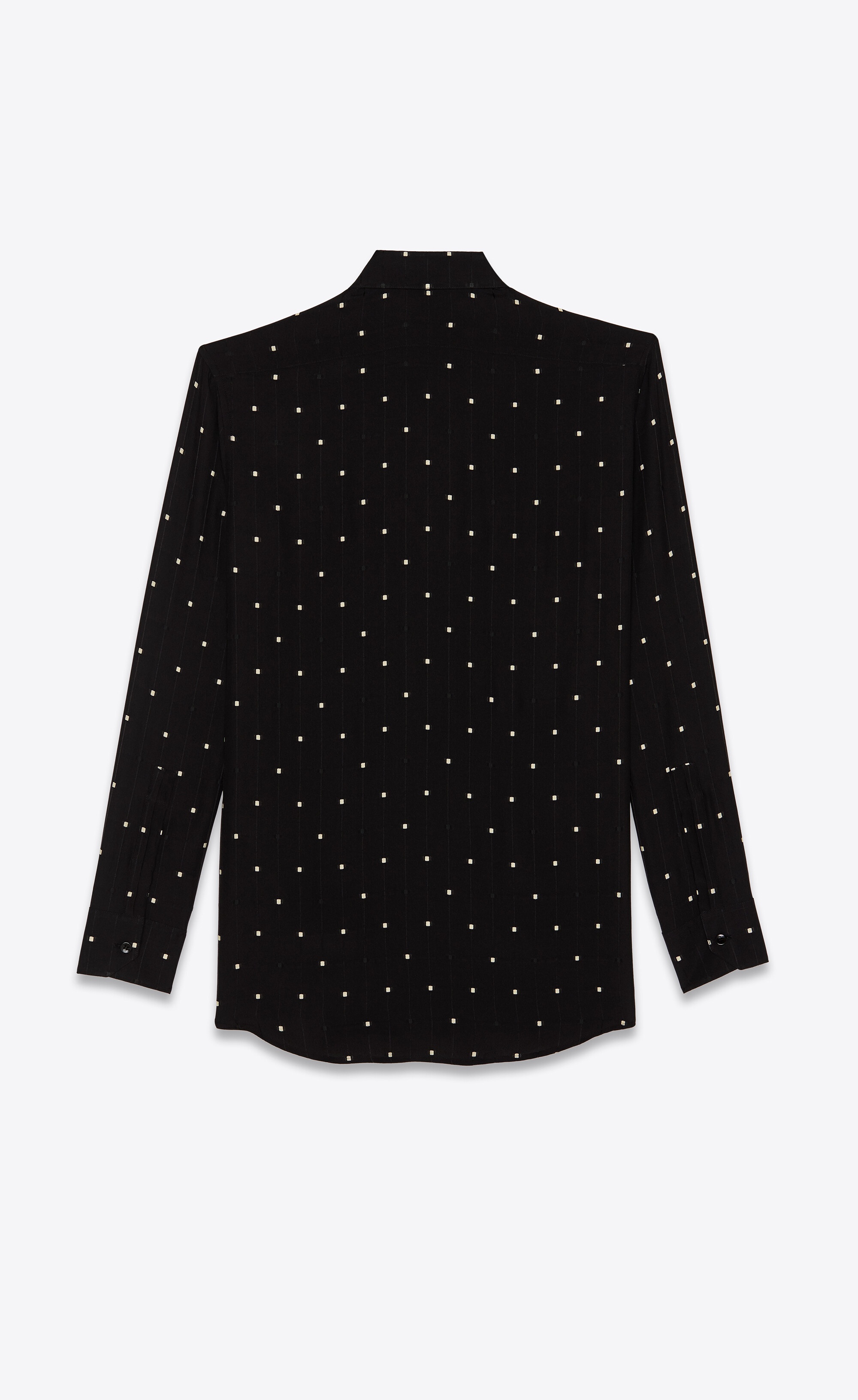 carré-dotted shirt in shiny and matte check silk - 2