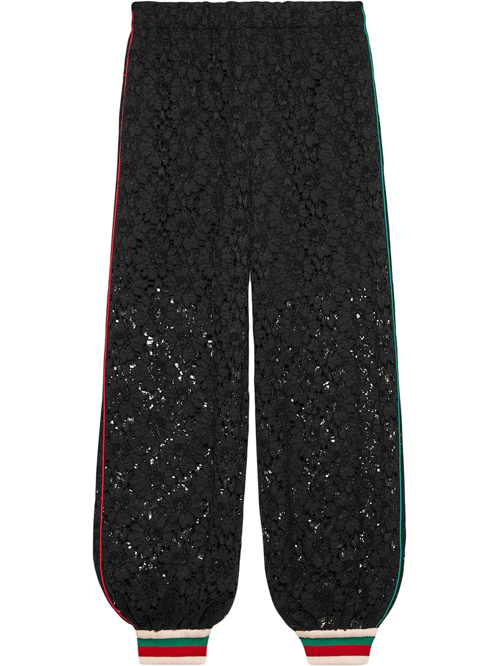 floral lace loose-fit track pants - 1