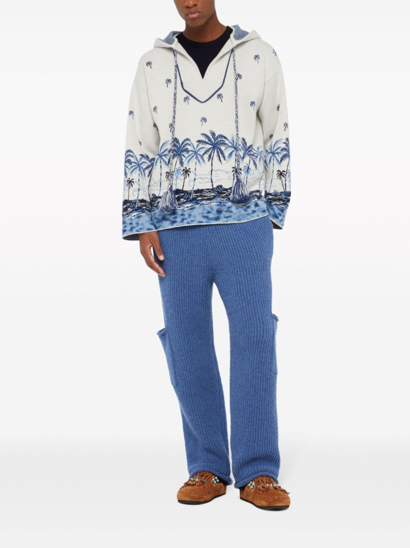 Alanui hawaii print-knitted wool hoodie outlook