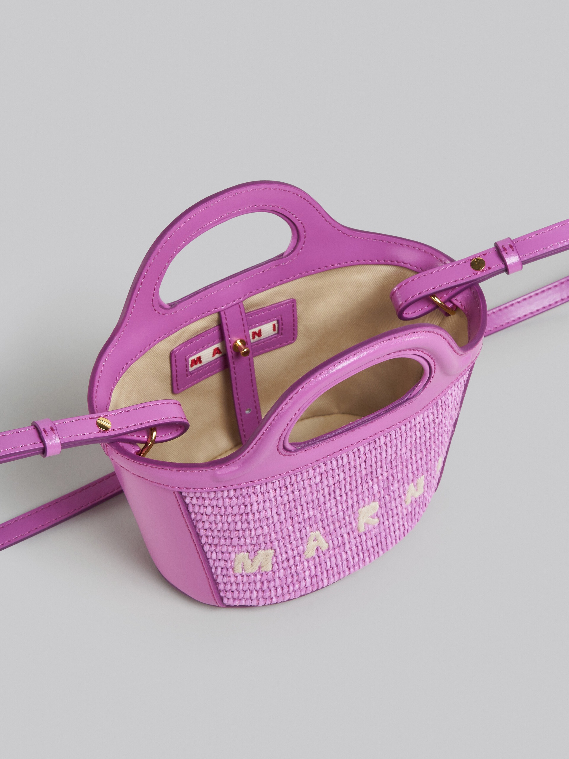 TROPICALIA MICRO BAG IN LILAC LEATHER AND RAFFIA - 3