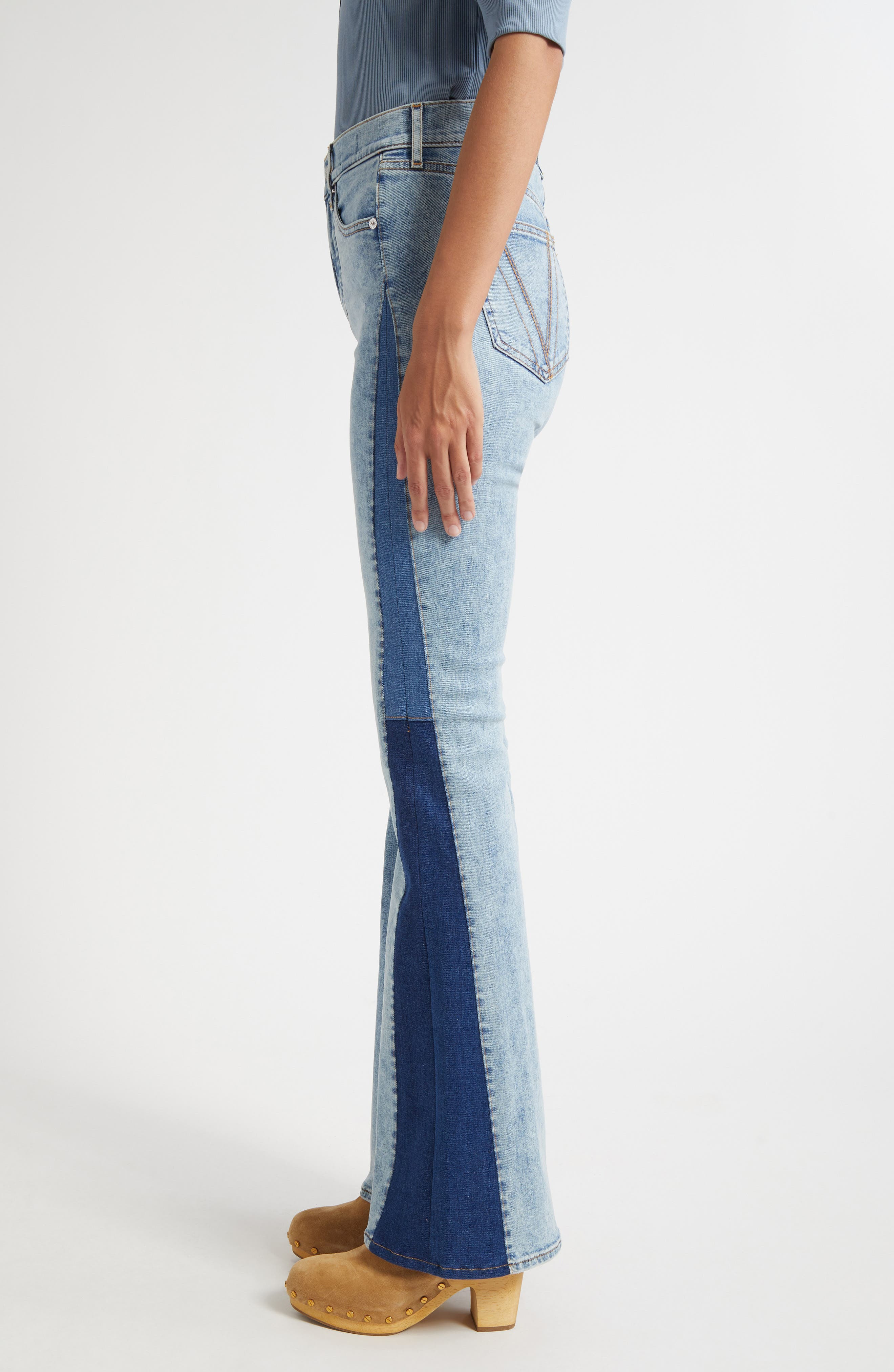 Veronica Beard Beverly High Waist Skinny Flare Jeans in Ripple Dust at Nordstrom - 4