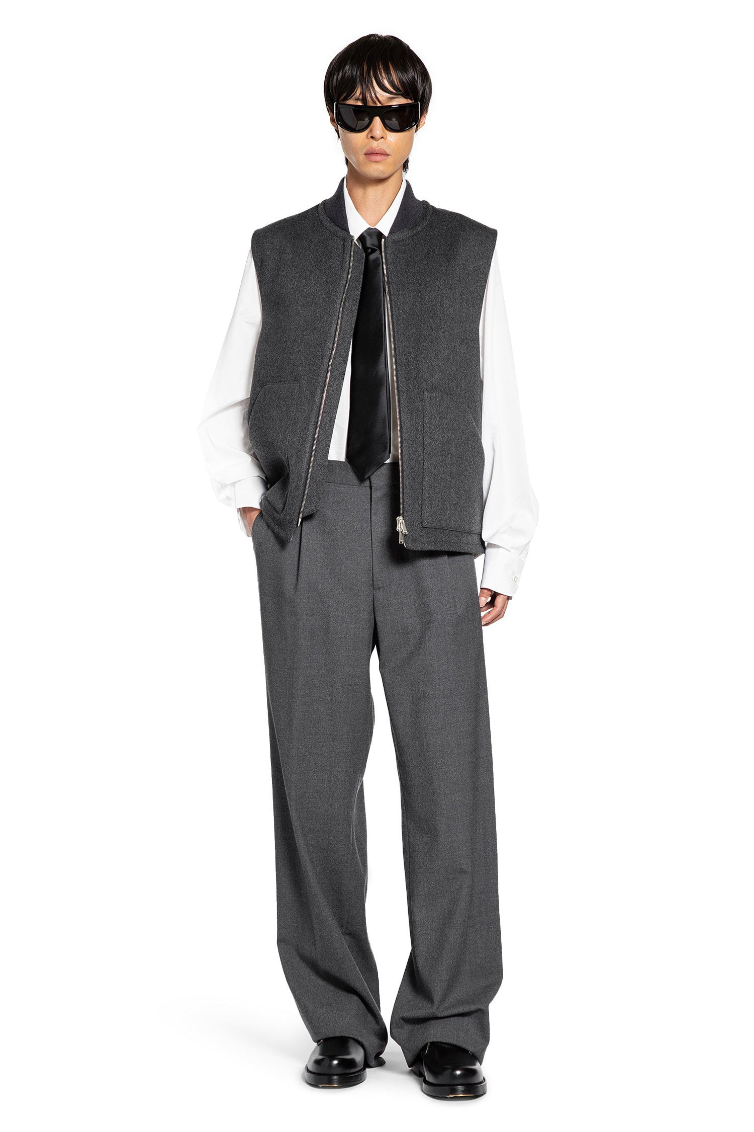 Wool Felt Bomber Vest - 5