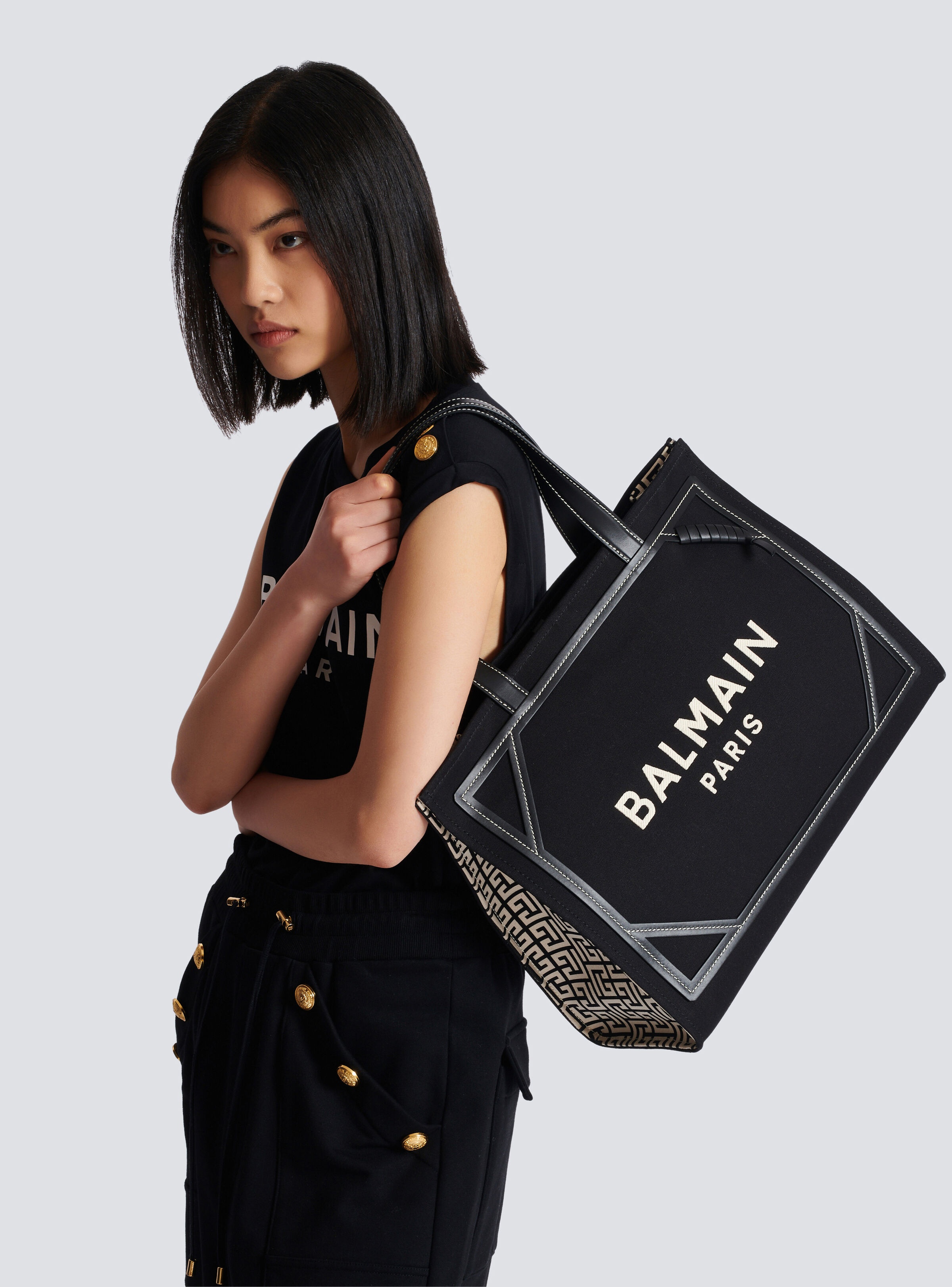 B-Army 42 monogram canvas and leather Tote bag - 8