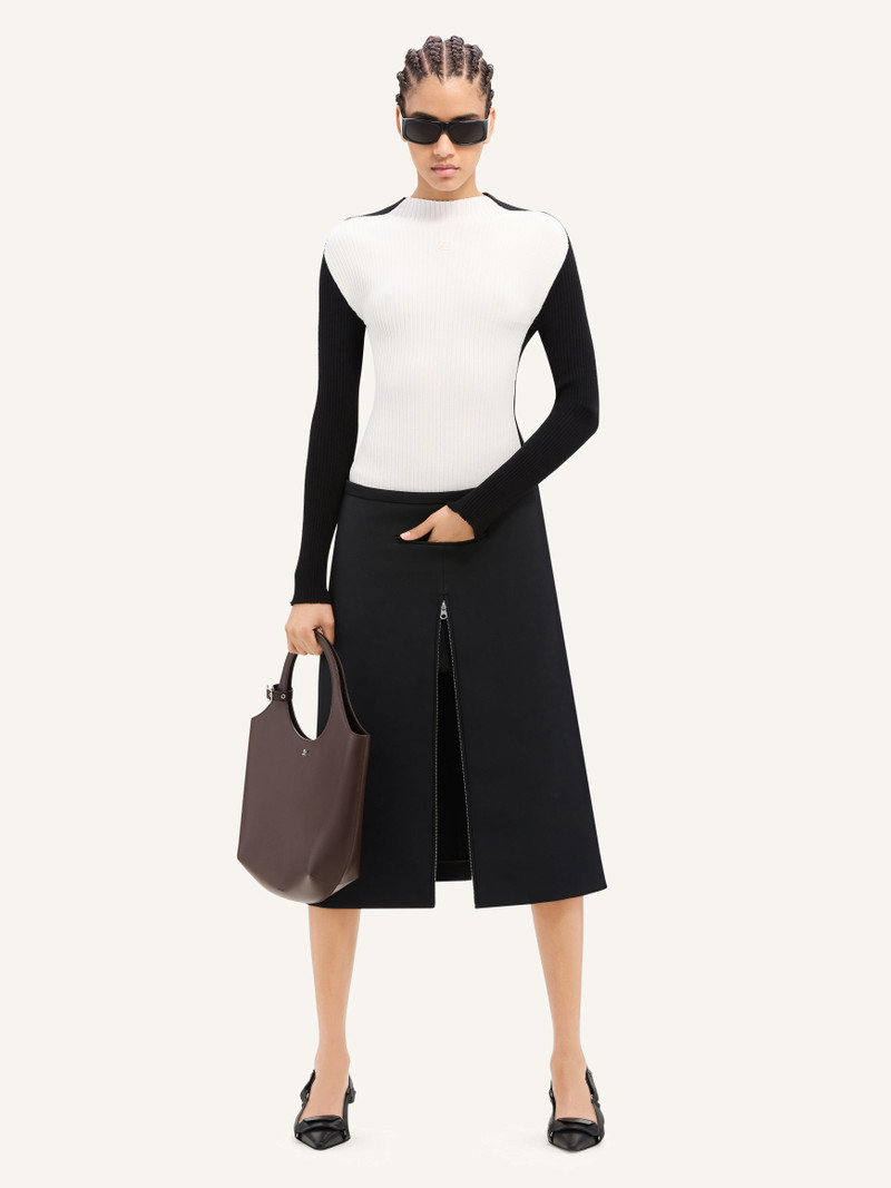 courrèges TAILORED ZIPPED TWILL MIDI SKIRT outlook