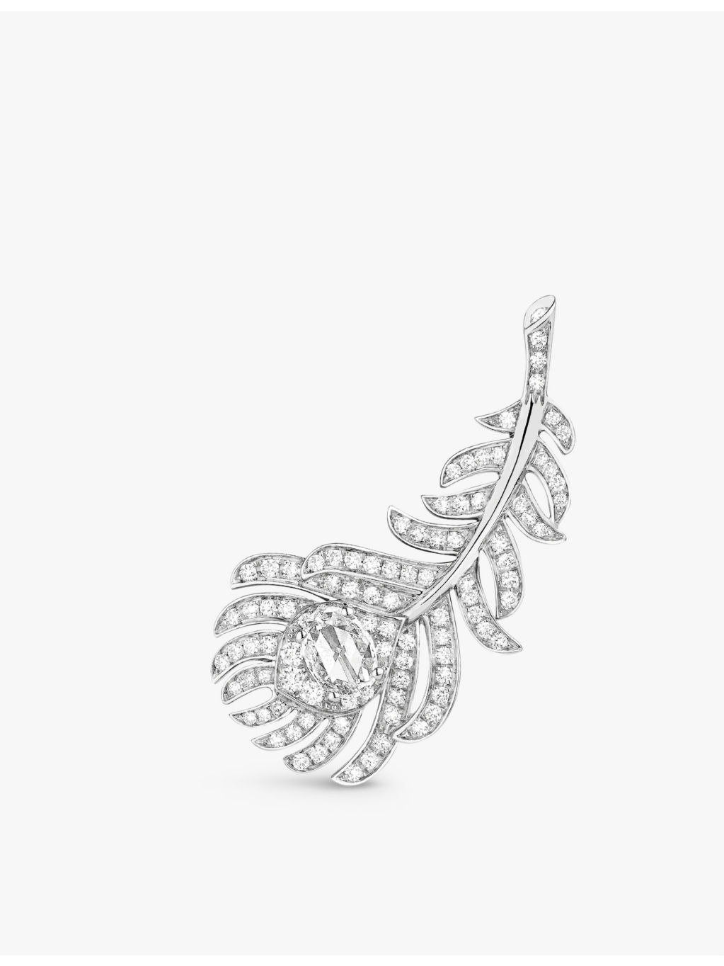 Plume de Paon 18ct white-gold and 1.1ct diamond earrings - 2