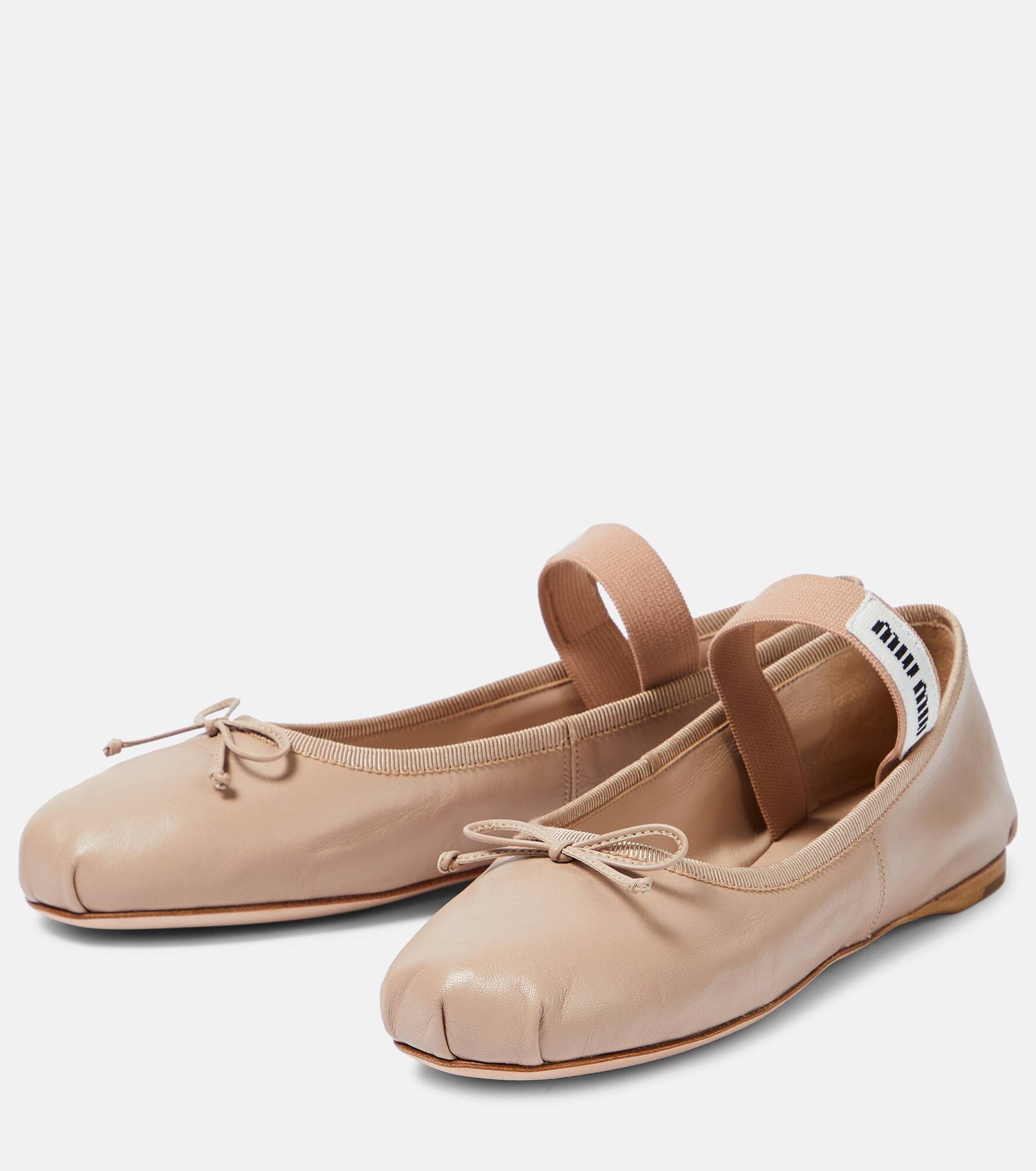 Logo leather ballet flats - 5