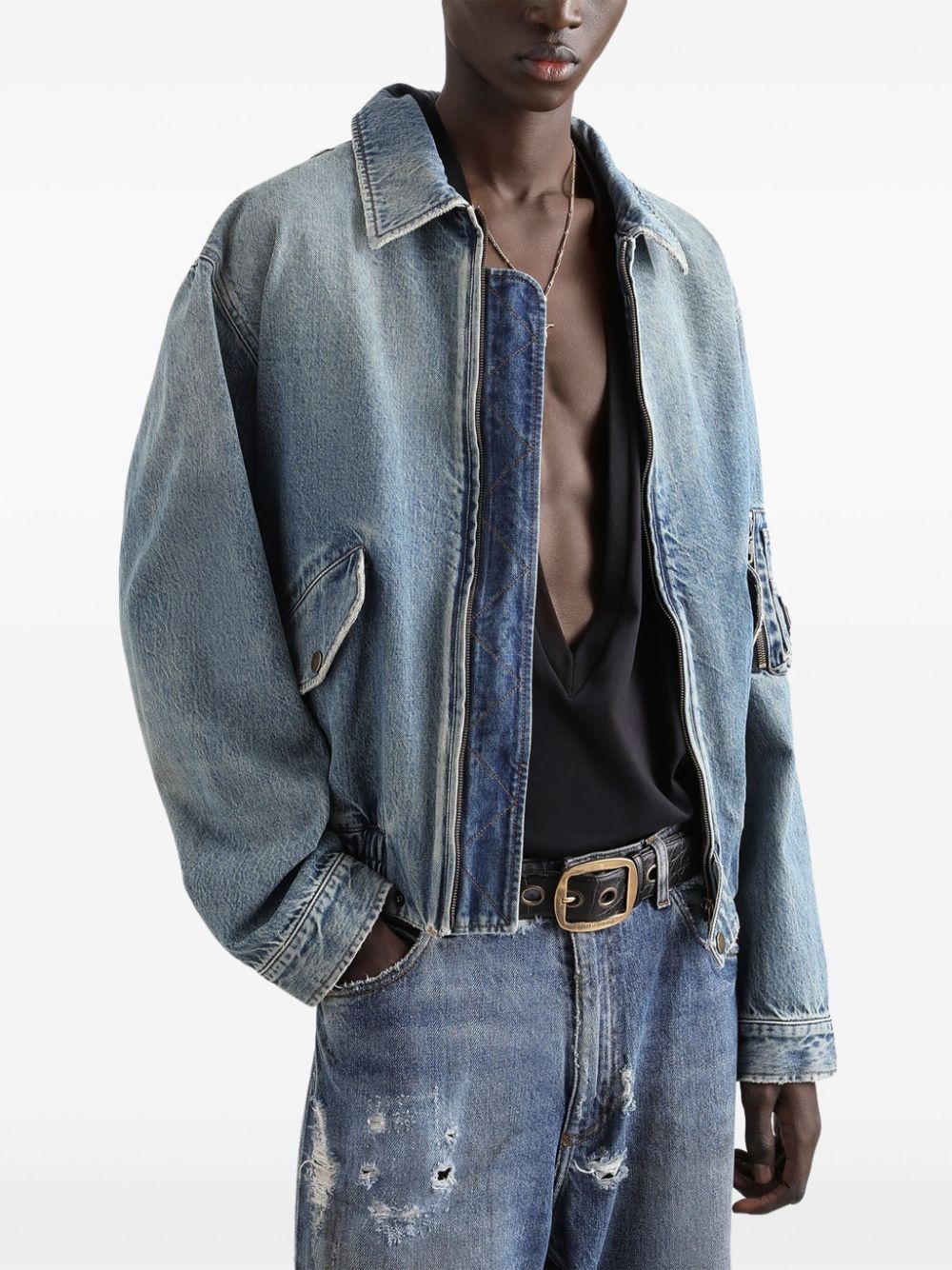 logo-appliqué denim jacket - 4