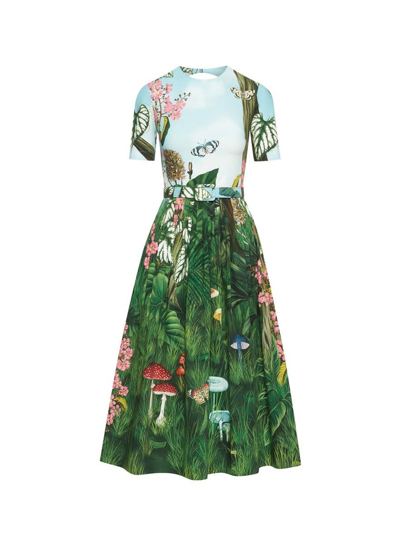 BOTANICAL FOREST POPLIN MIDI DRESS - 1