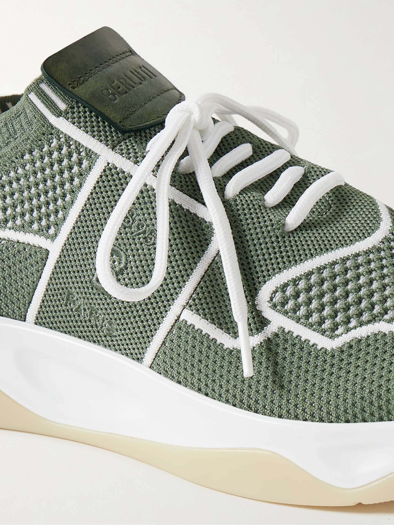 Shadow Venezia Leather-Trimmed Stretch-Knit Sneakers - 6