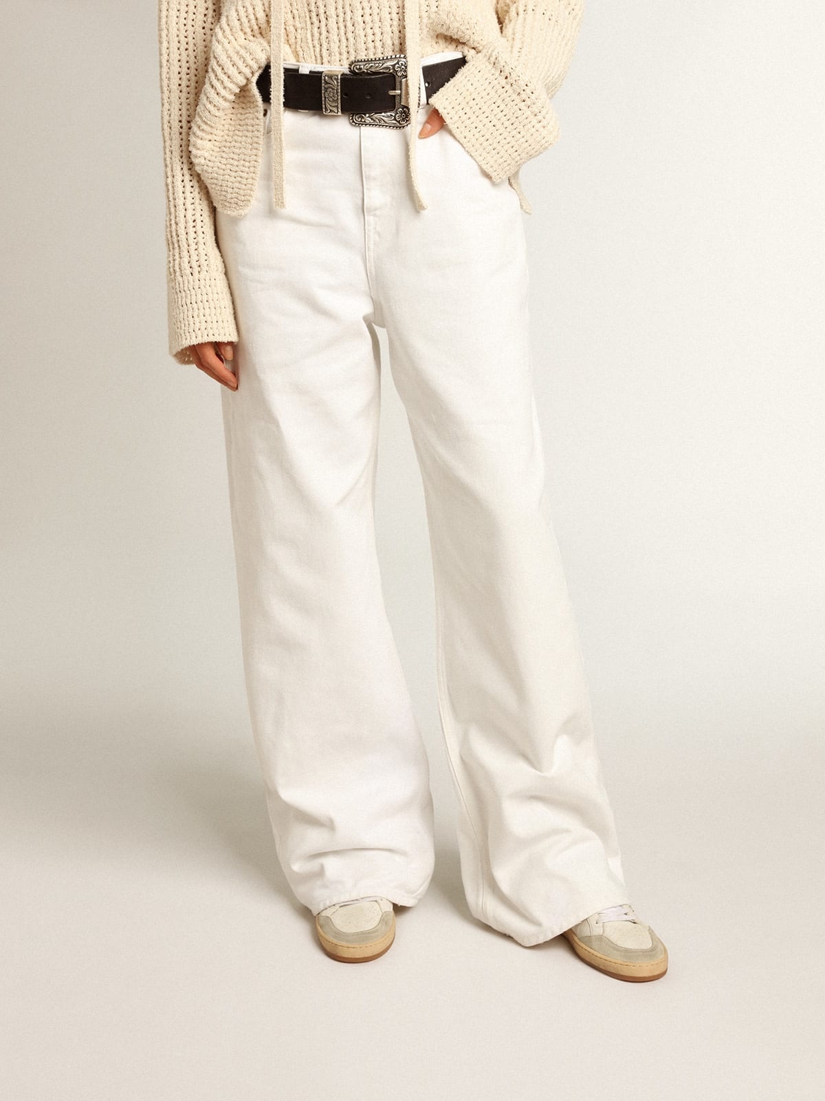 Wide-leg jeans in white bull denim - 2