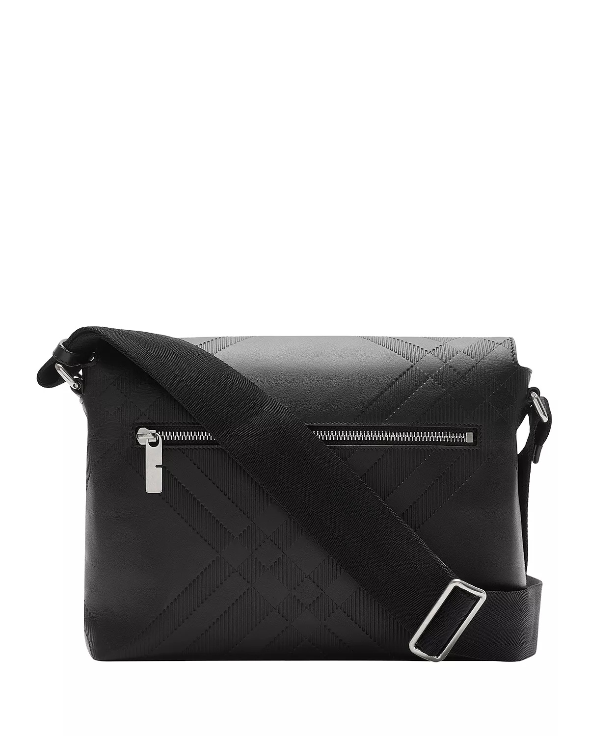 Check Leather Messenger Bag - 4