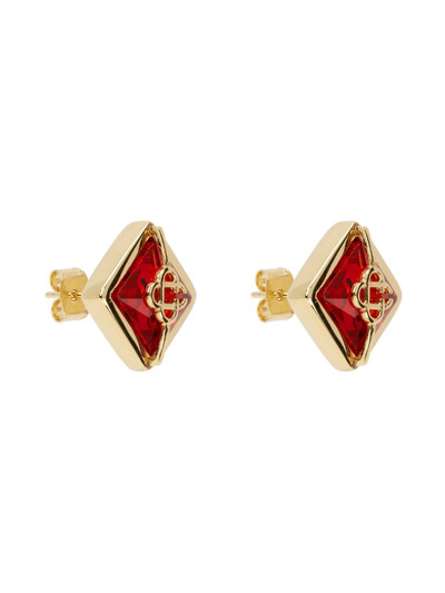 CASABLANCA Gold & Red Crystal Monogram Earrings outlook