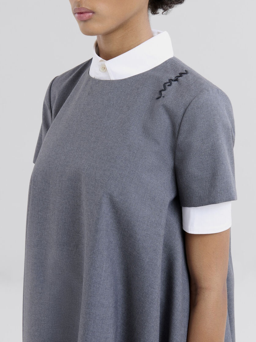SHORT GREY WOOL DRESS WITH MARNI SYMBOL - 4