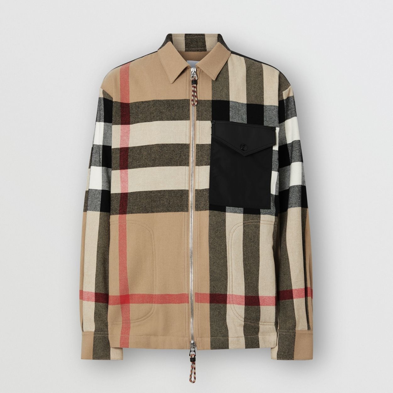 Contrast Panel Check Wool Cotton Shirt - 1