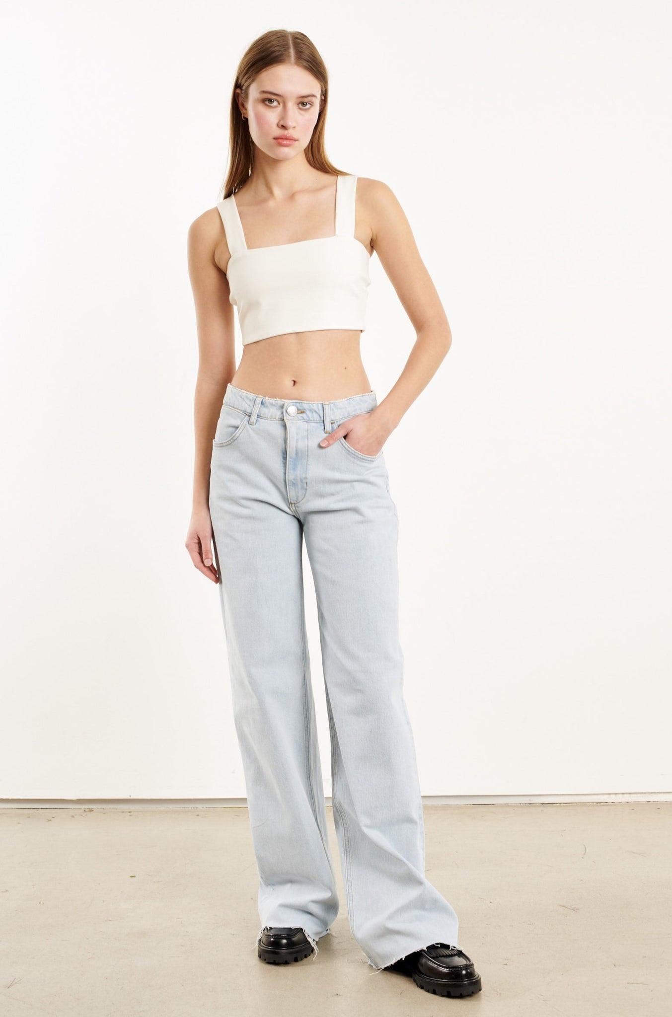 WHITE MICRO TUBE TOP WITH STRAPS - 3