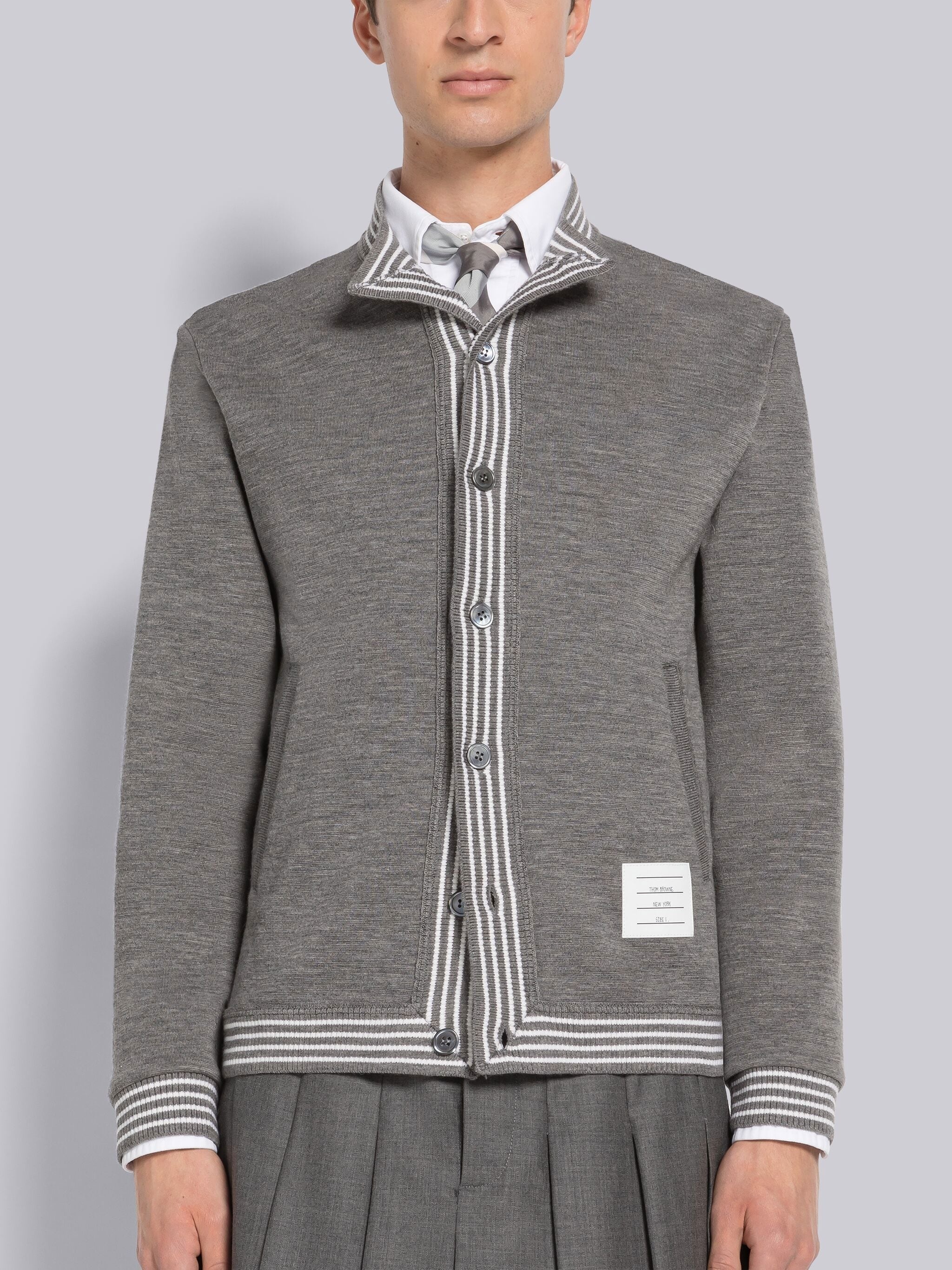 Wool Milano Funnel Neck Button Up Jacket - 1