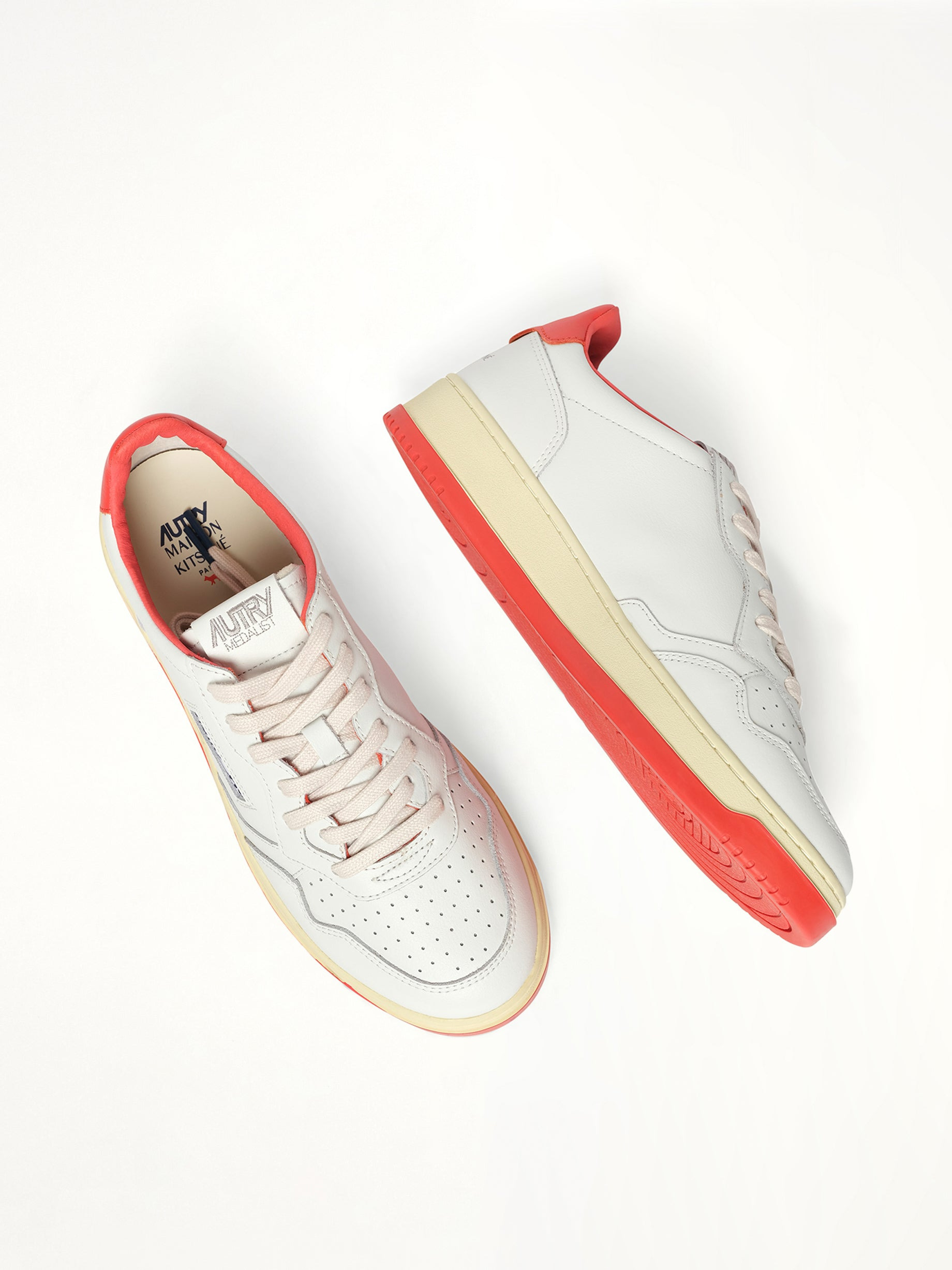 Maison Kitsune Medalist Sneaker in White/Red - 4