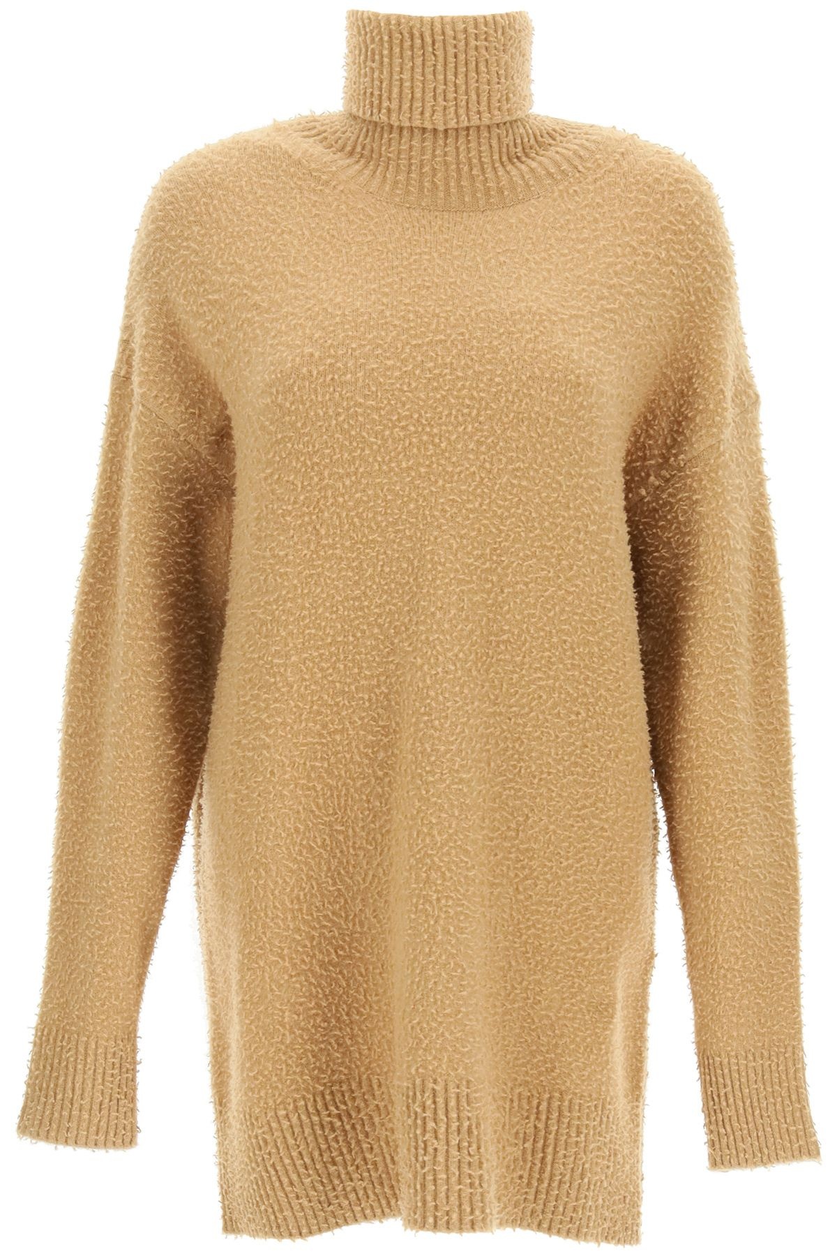 HIGH NECK SWEATER IN WOOL AND ANGORA - 1