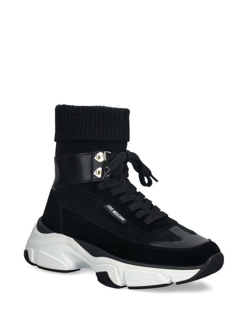 Moschino lace-up sock-detail sneakers outlook