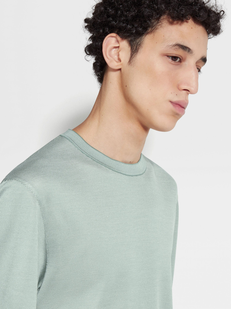 ZEGNA SAGE GREEN ZEGNA SILK T-SHIRT outlook