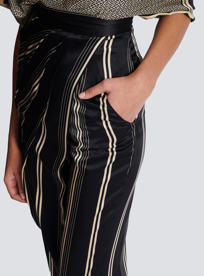 Asymmetric draped satin trousers 7