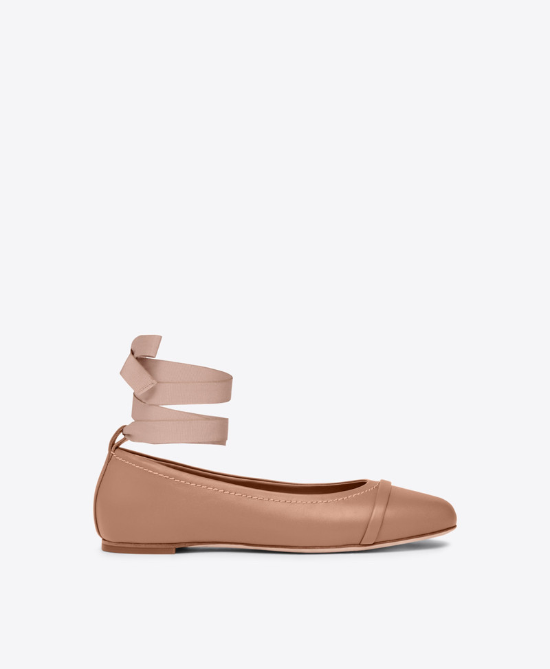 Sabina Blush Leather Flat Pumps 1