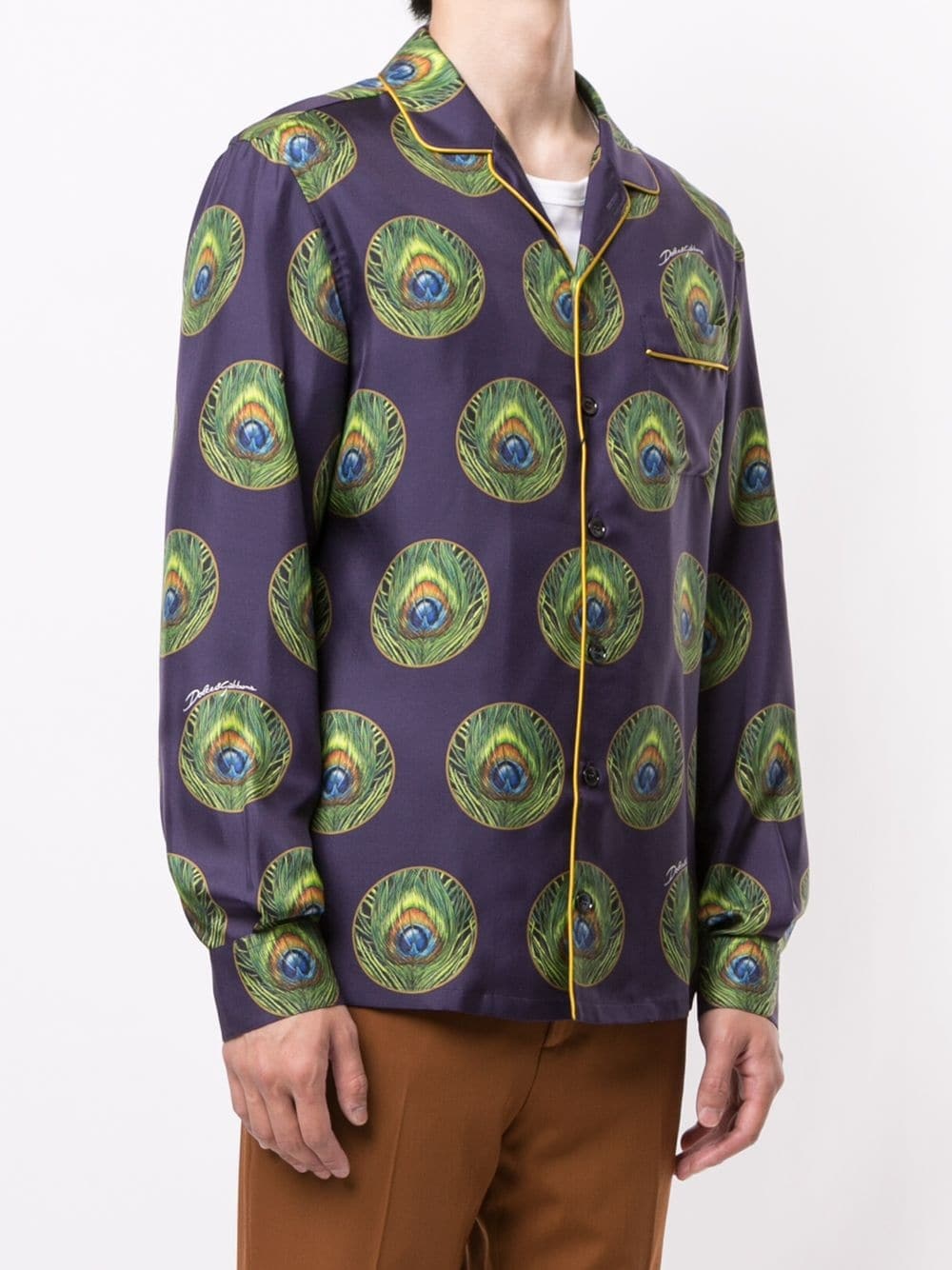 peacock print pyjama shirt - 3