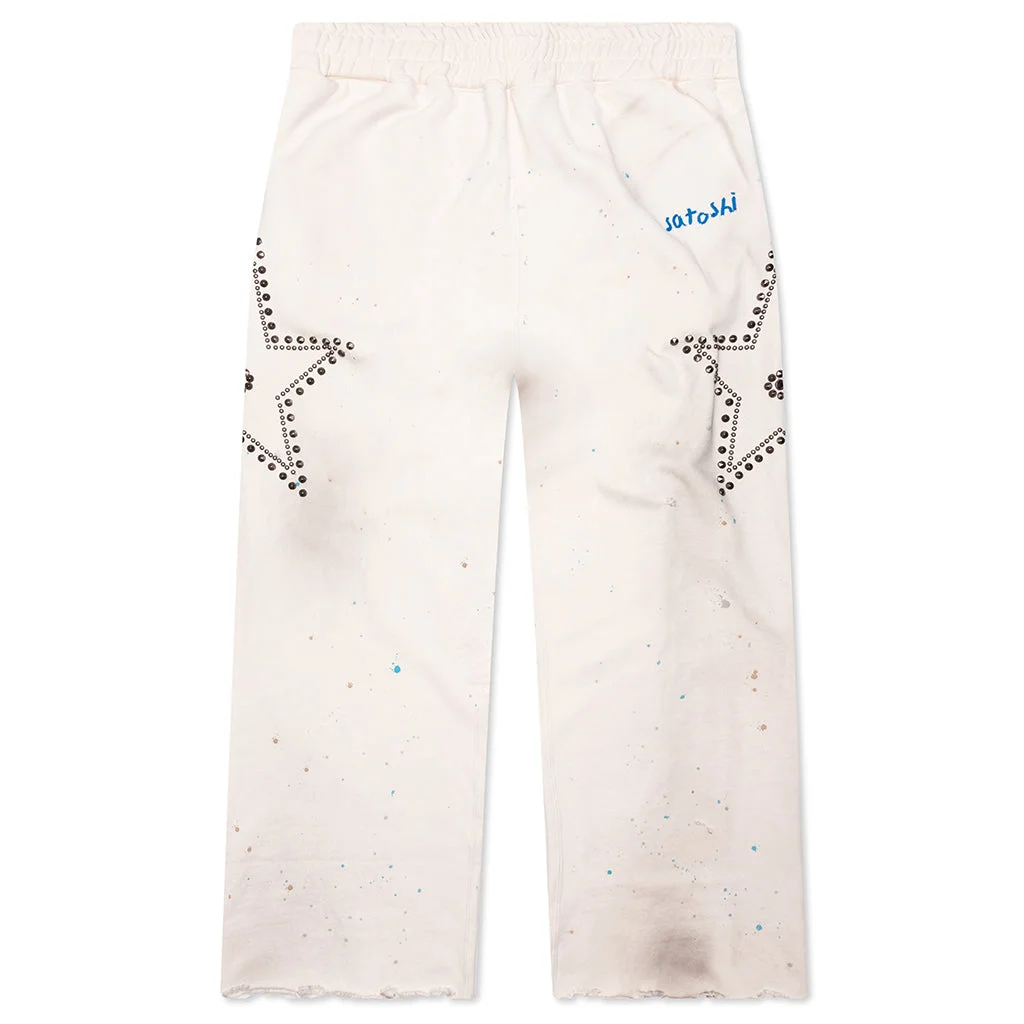 STAR STUDDED SWEATPANT - WHITE - 1