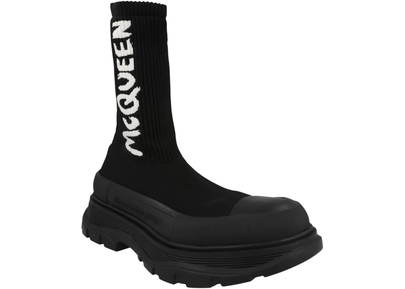 Alexander McQueen Graffiti Knit Tread Slick Boot Black - 2