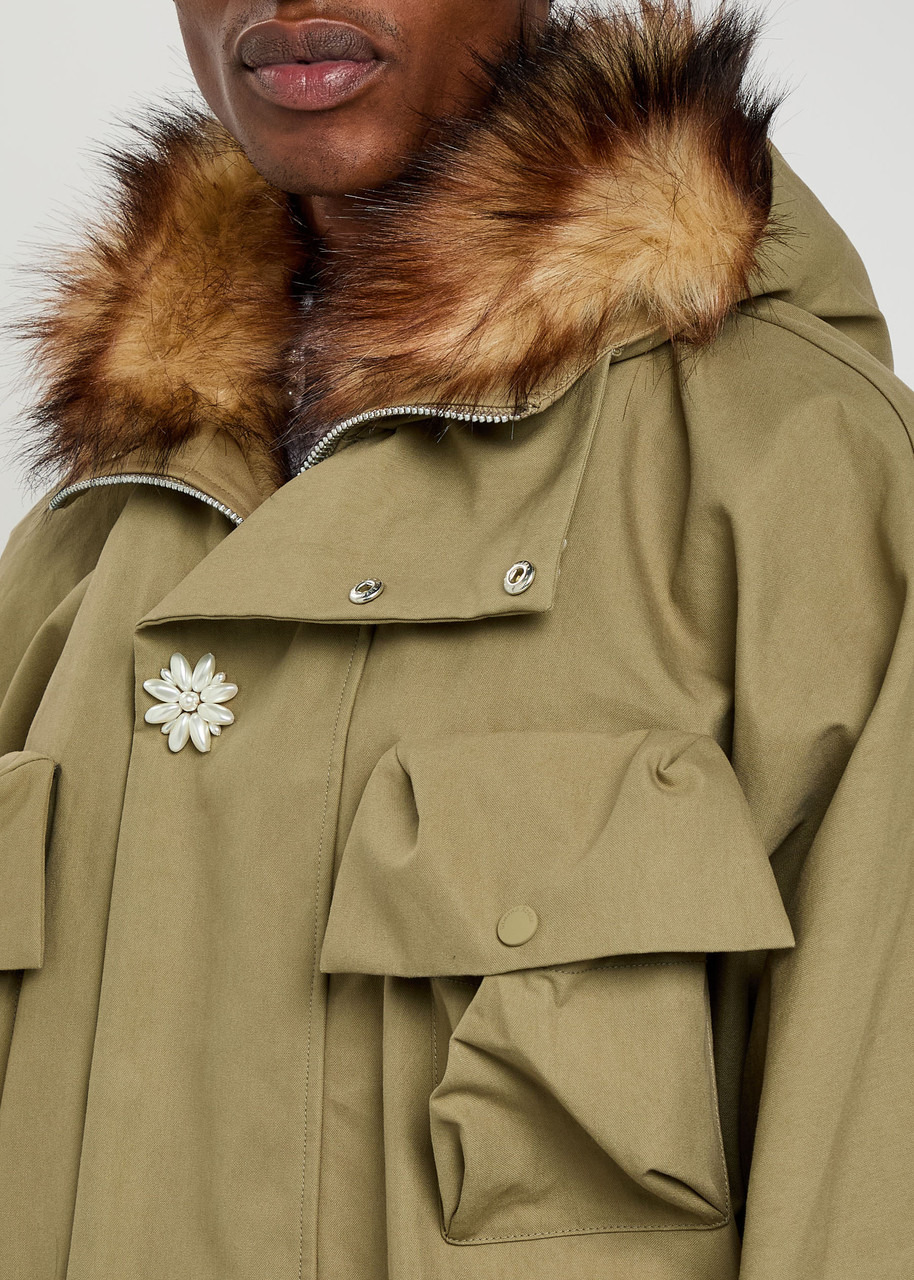 Simone Rocha Faux Fur-trimmed Cotton-blend Parka Coat - 5