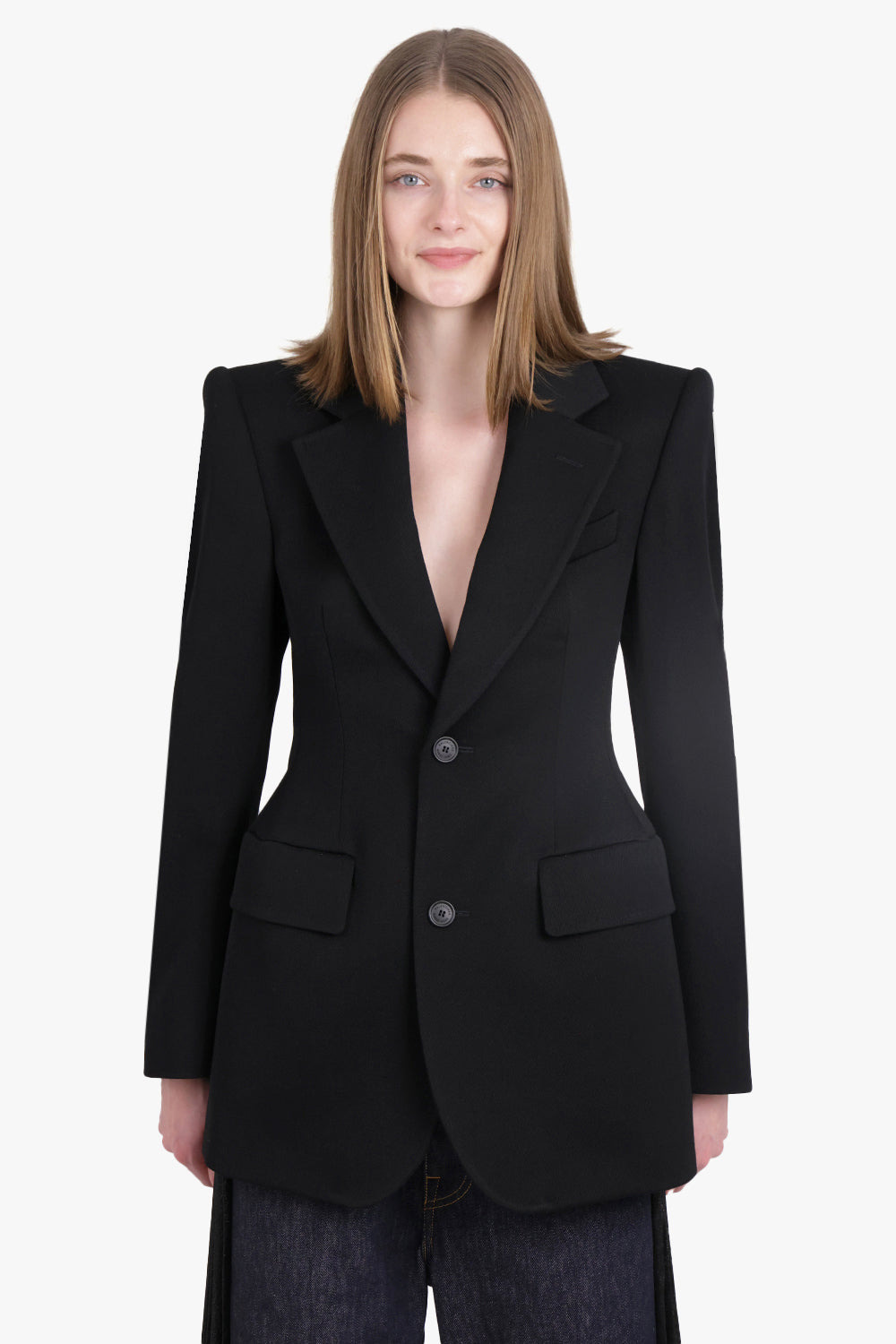 HOURGLASS SINGLE BREASTED JACKET | BLACK - 2