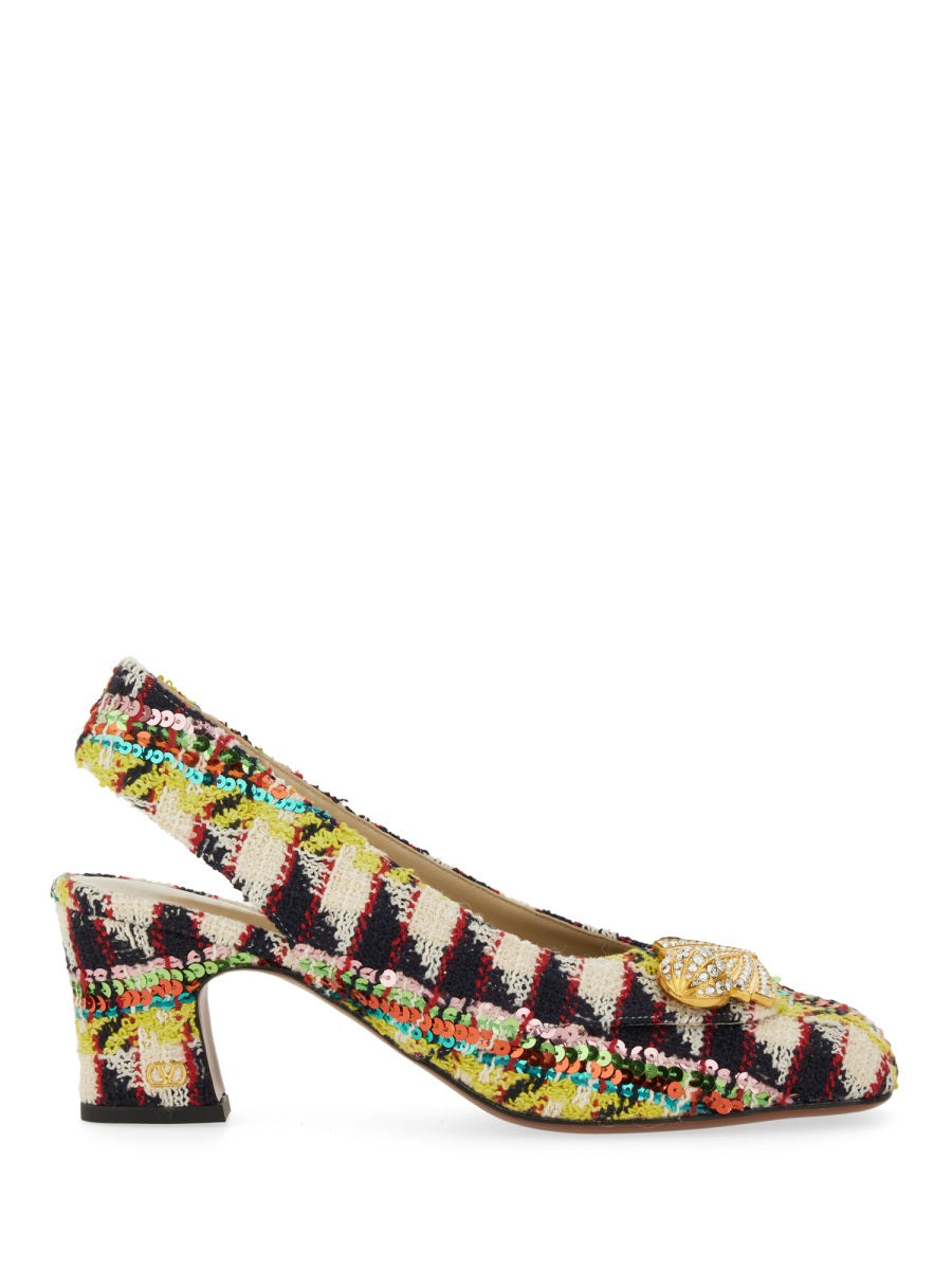 Tweed "Adamantine" Slingback Pumps - 1