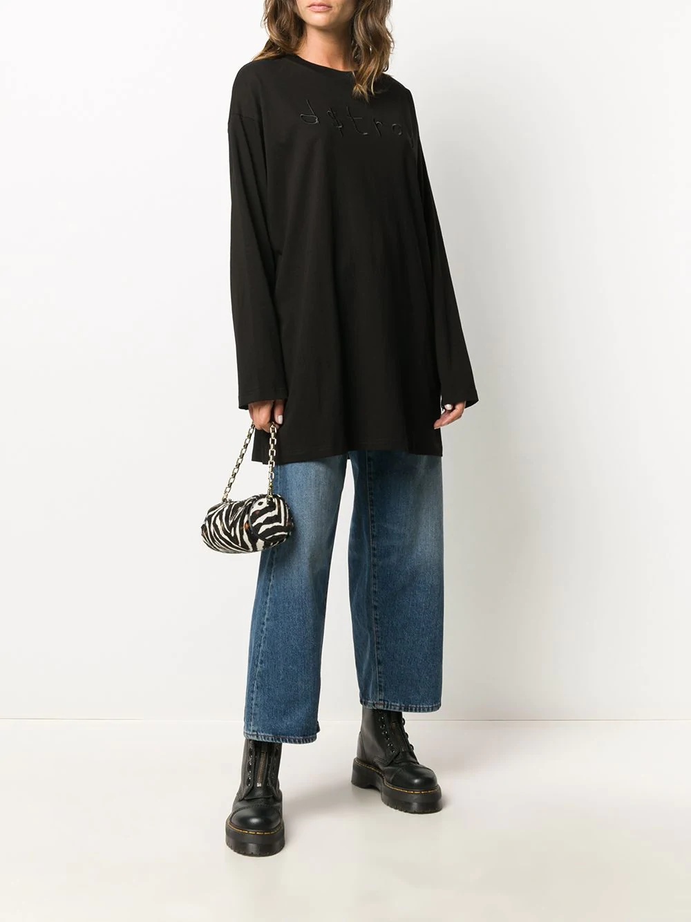 embroidered long cotton sweatshirt - 2