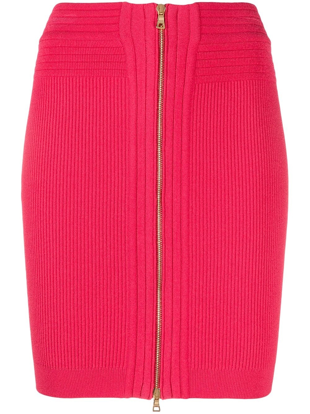 high-waisted knitted miniskirt - 1
