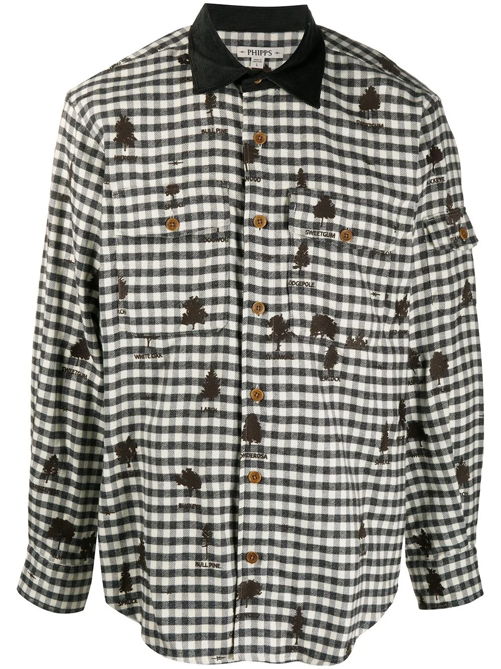 gingham shirt with all-over tree embroidery - 1