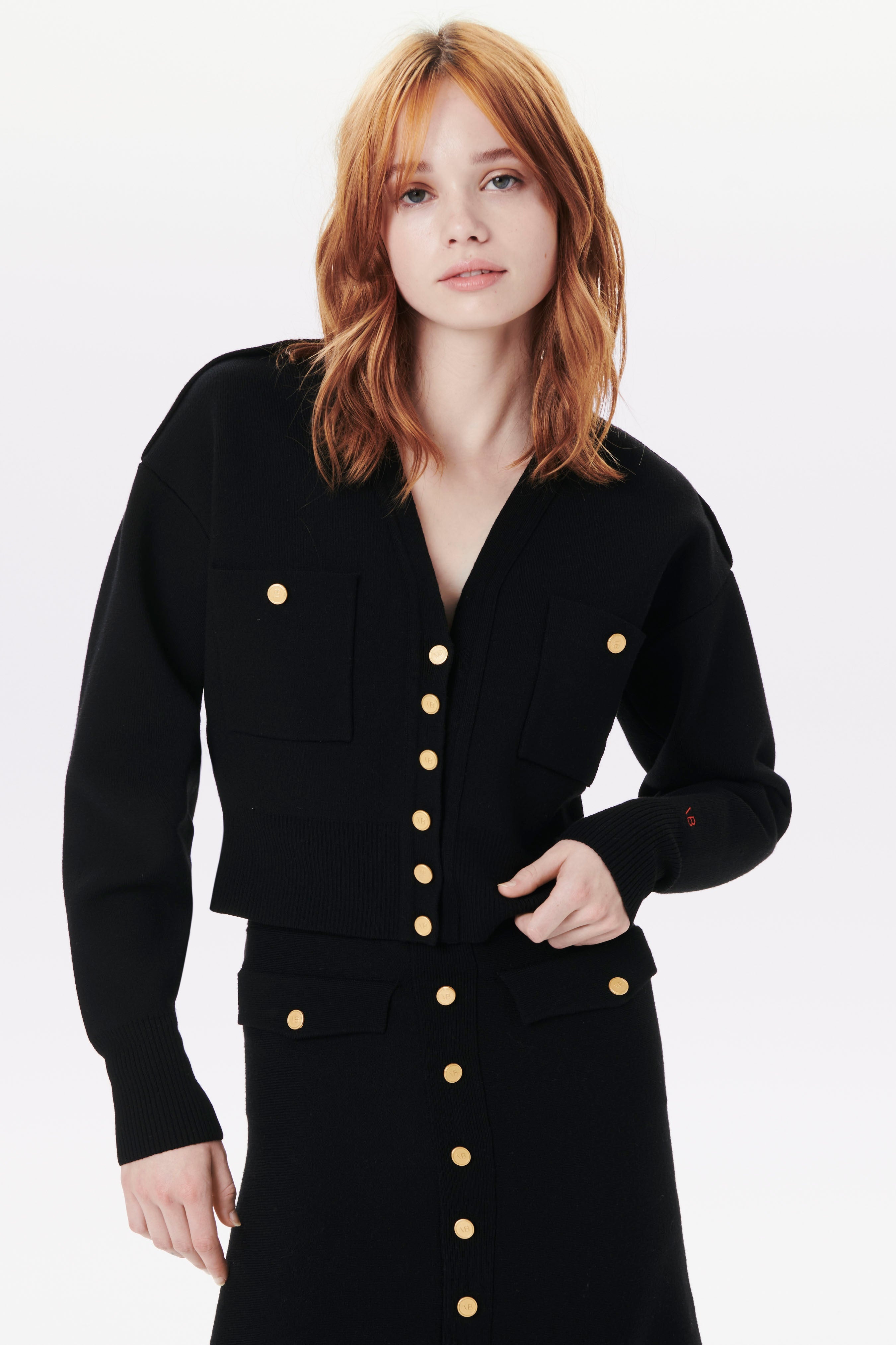 Button Detail Cardigan in Black - 3