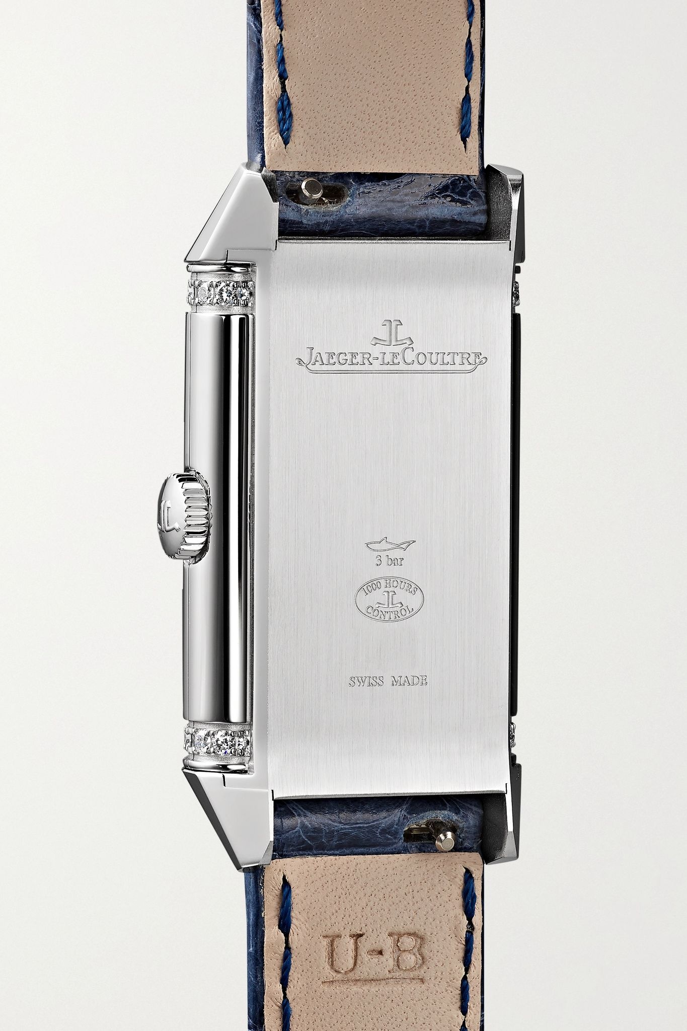 Reverso One Duetto 20mm stainless steel, diamond and alligator watch - 4