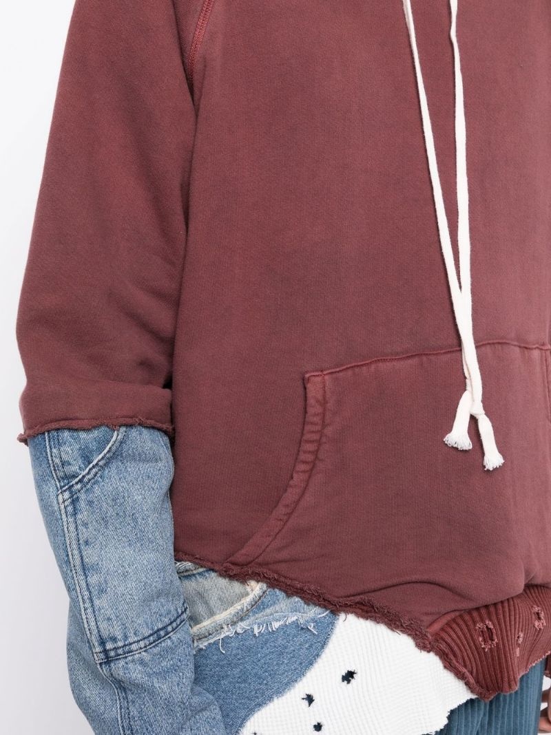 patchwork distressed hoodie - 5