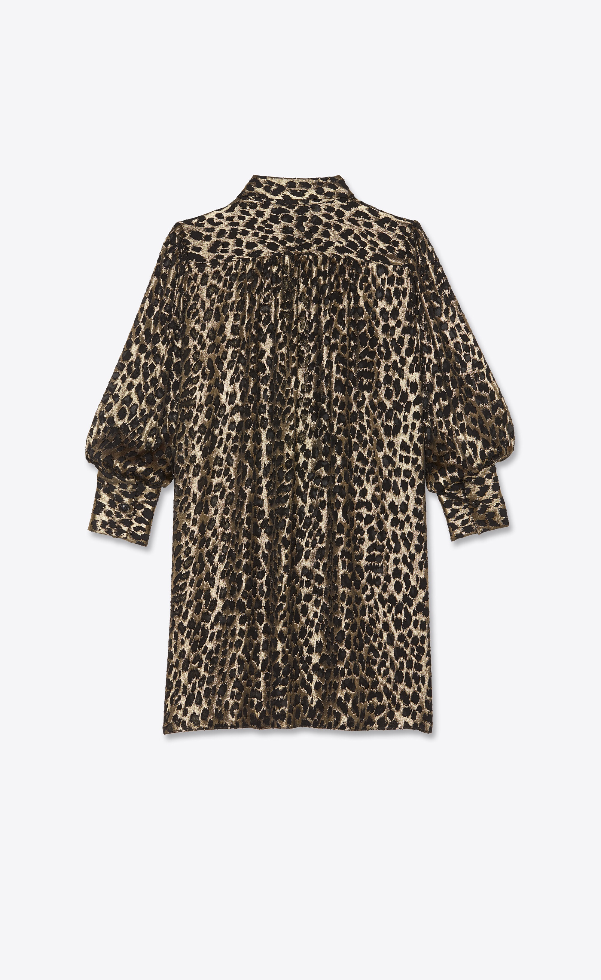 shirt dress in metallic leopard satinet - 2