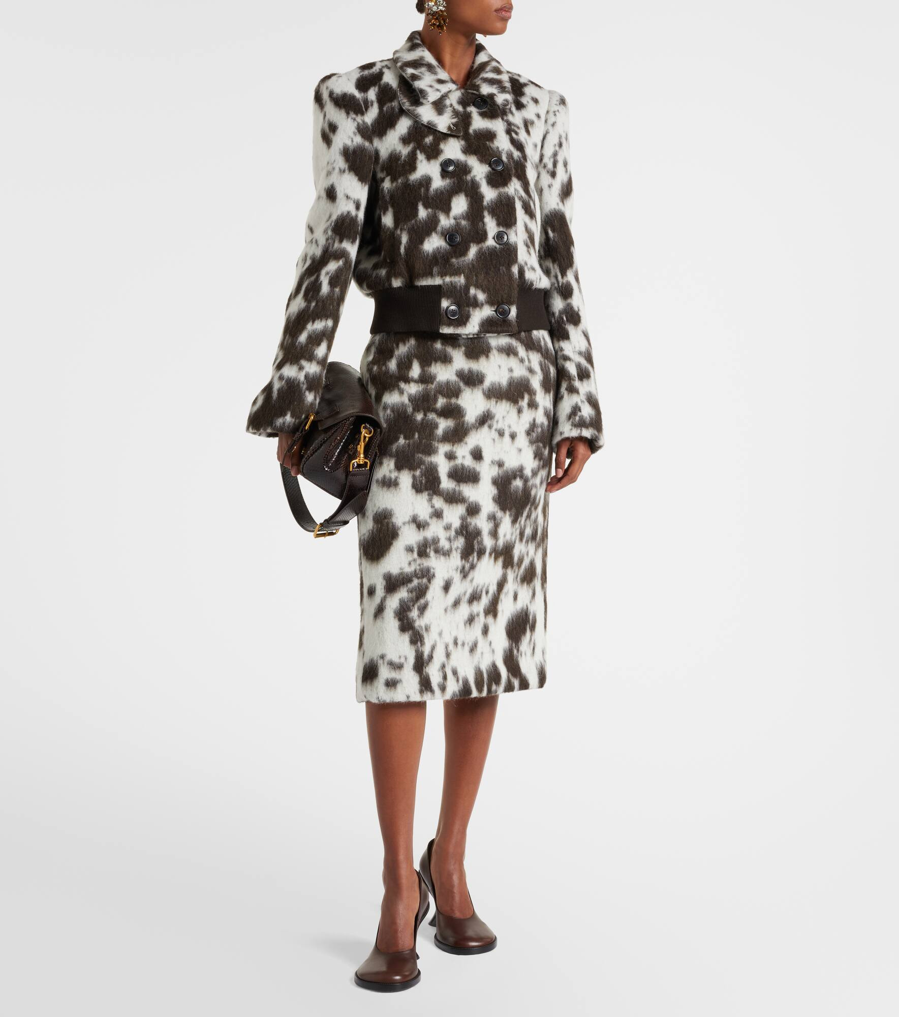 Printed wool-blend midi skirt - 2
