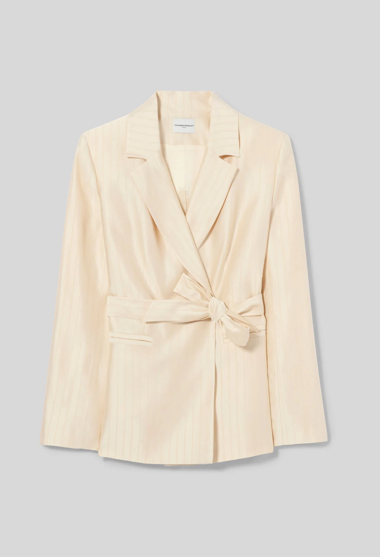 BELTED SATIN TAILORED JACKET - 1