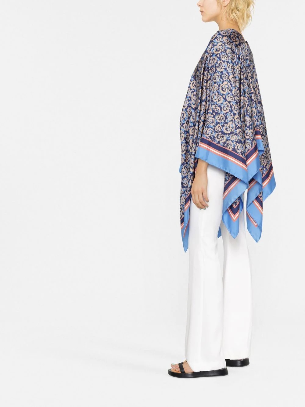 animal-print silk poncho - 3