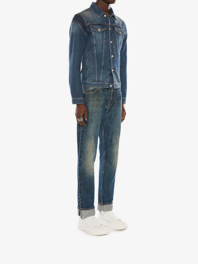 Mcqueen Graffiti Denim Jacket in Washed Blue 3