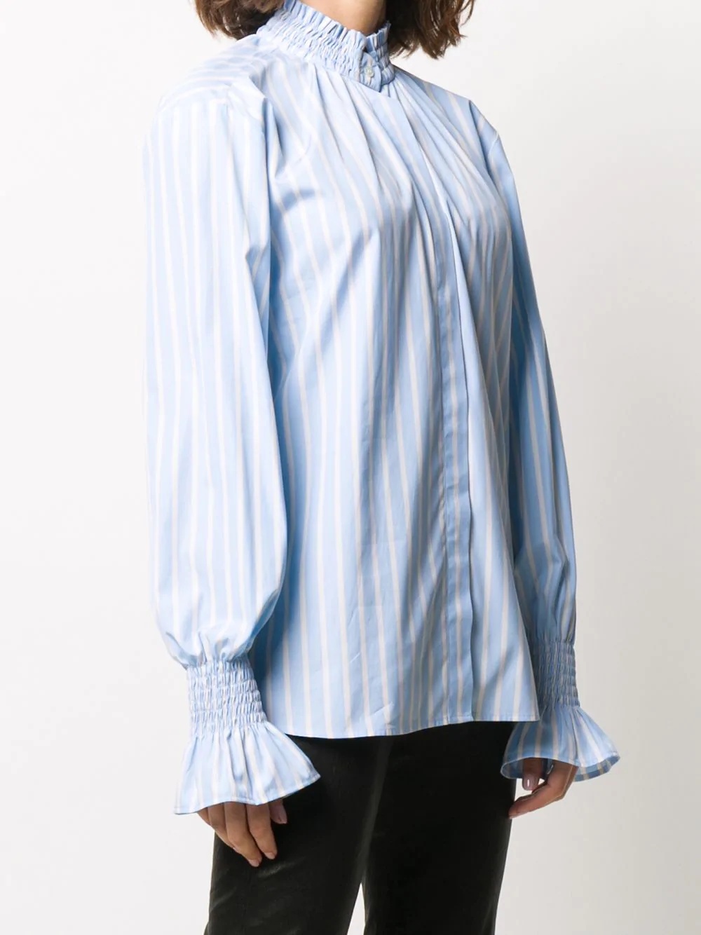 striped ruff blouse - 3