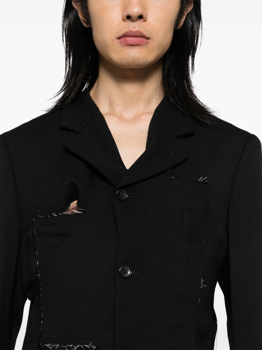 distressed detail blazer - 5