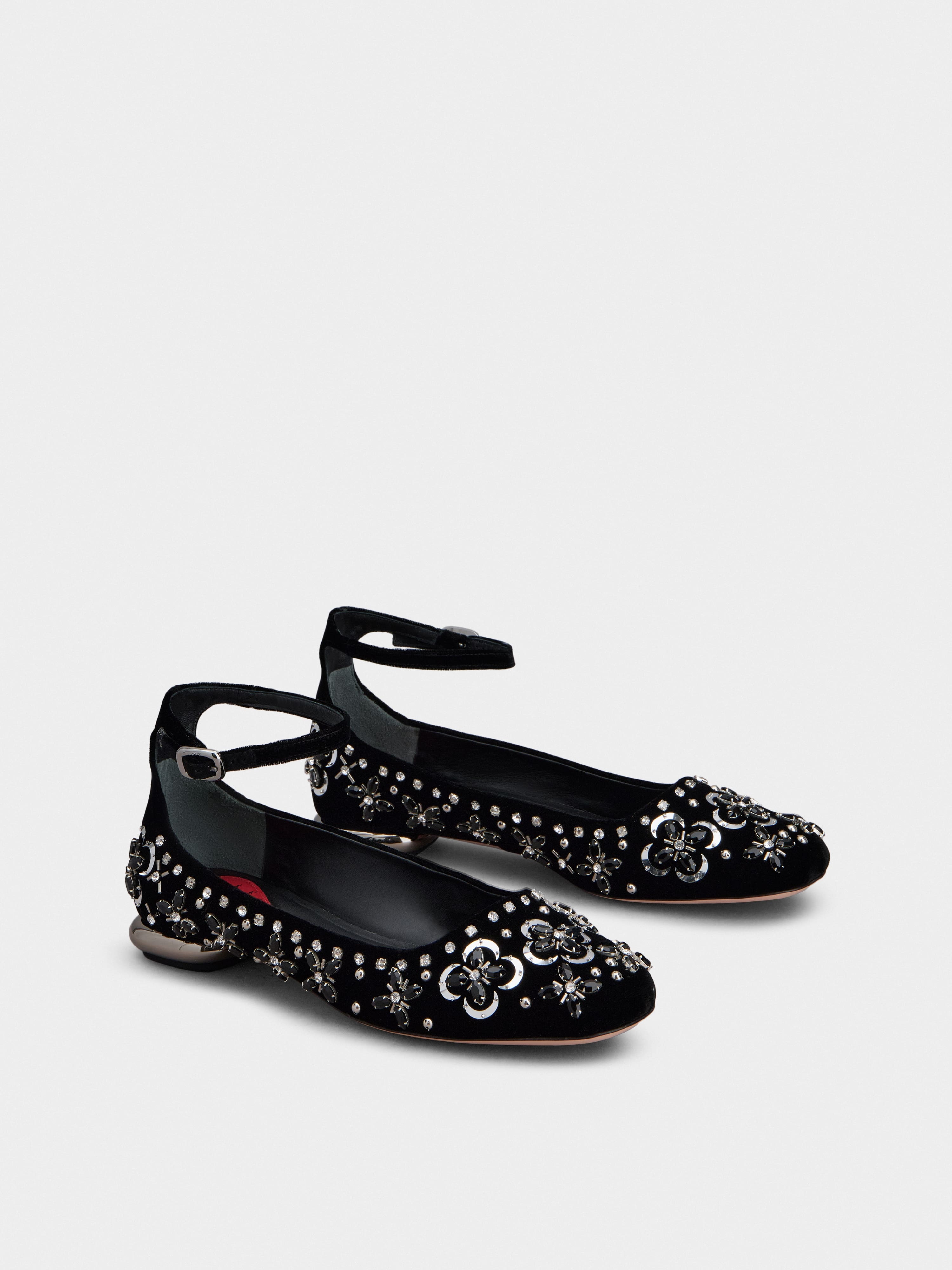 Ankle Strap Ballerinas in velvet - 2