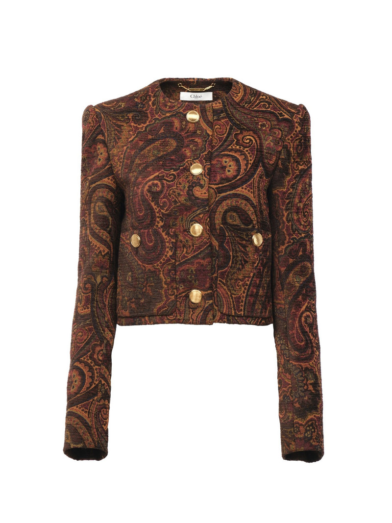 BOXY COLLARLESS JACKET IN TAPESTRY JACQUARD 1
