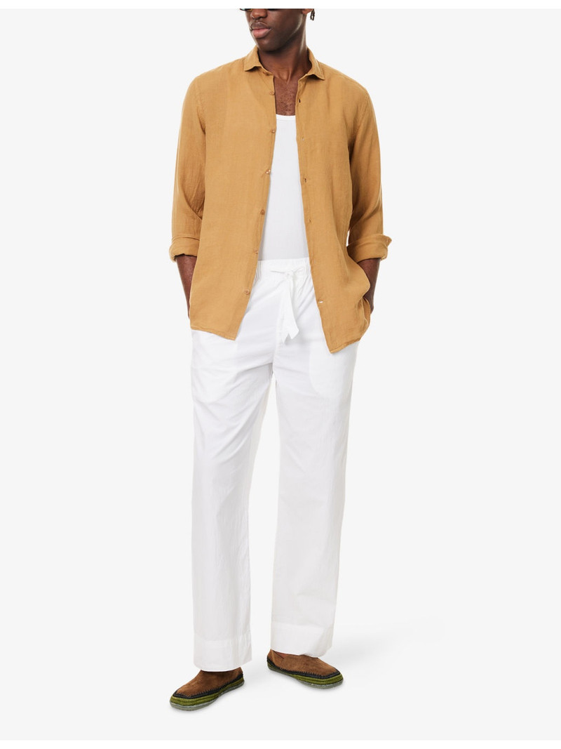 FRESCOBOL CARIOCA Luan Seersucker Straight-Leg Cotton-Blend Trousers outlook