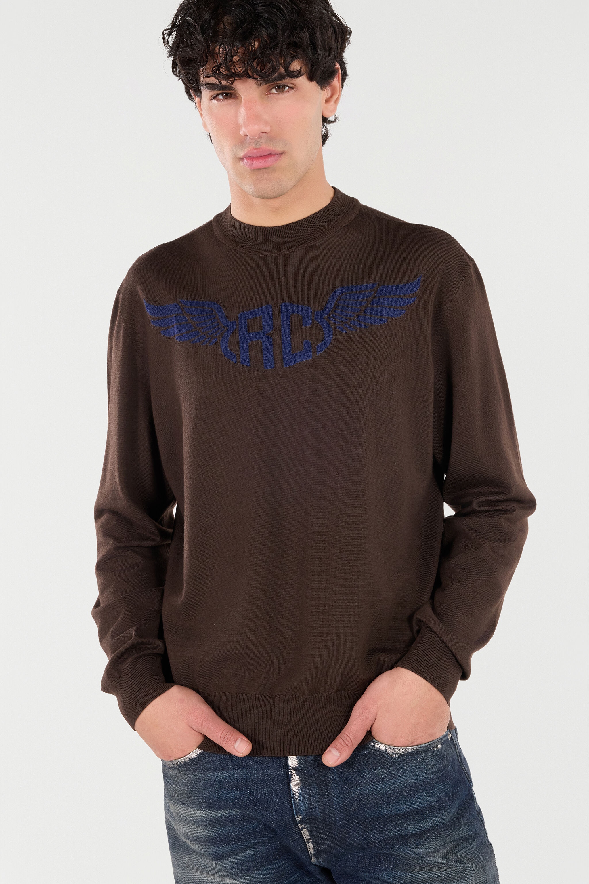 Wool Sweater With Winged Logo - 6